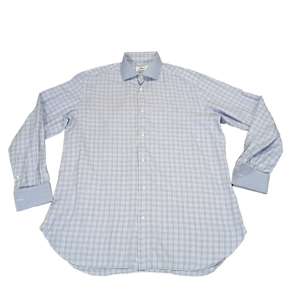 Brioni Neiman Marcus Shirt Mens Plaid Button Up Long Sleeve Made‎ in Italy R/16
